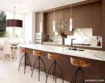 ایده دیزاین آشپزخانه به رنگ قهوه‌ای